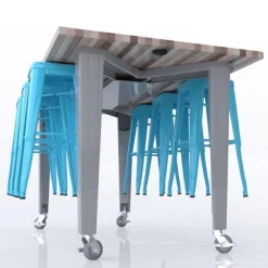 Quick Ship IDEA Island Butcher Block Work Table and Stools Package