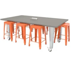 Quick Ship IDEA Island HPL Work Table and Stools Package