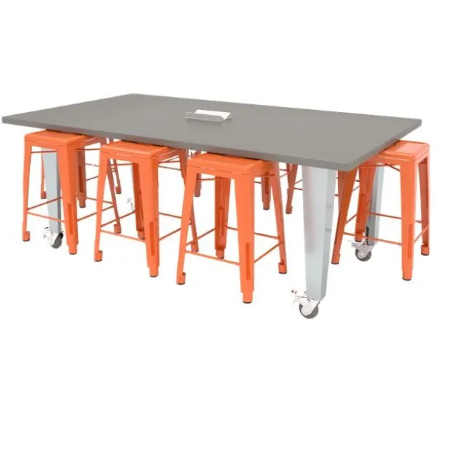 Quick Ship IDEA Island HPL Work Table and Stools Package