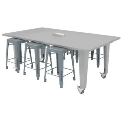 Quick Ship IDEA Island HPL Work Table and Stools Package