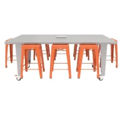 Quick Ship IDEA Island HPL Work Table and Stools Package