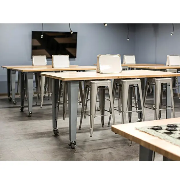 Quick Ship IDEA Island HPL Work Table and Stools Package
