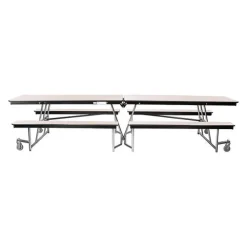 Quick Ship Mobile Bench Cafeteria Table w/ MDF Top, ProtectEdge & Chrome Frame