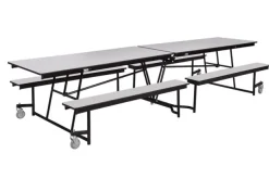 Quick Ship Mobile Bench Cafeteria Table w/ MDF Top, ProtectEdge & Powder Coat Frame