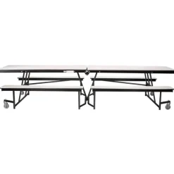 Quick Ship Mobile Bench Cafeteria Table w/ MDF Top, ProtectEdge & Powder Coat Frame