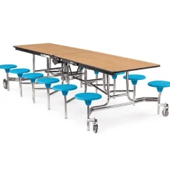 Quick Ship Mobile Stool Cafeteria Table w/ MDF Top, ProtectEdge & Chrome Frame