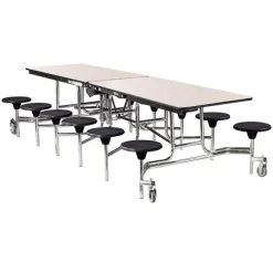 Quick Ship Mobile Stool Cafeteria Table w/ MDF Top, ProtectEdge & Chrome Frame