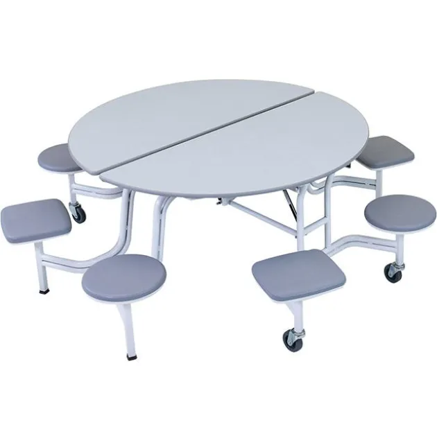 Quick Ship Mobile Stool Cafeteria Table w/ Round Top