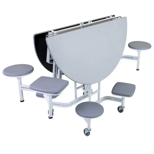 Quick Ship Mobile Stool Cafeteria Table w/ Round Top