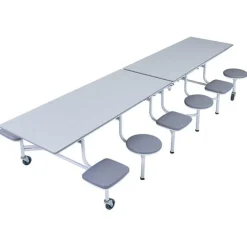 Quick Ship Mobile Stool Cafeteria Table w/ Rectangle Top