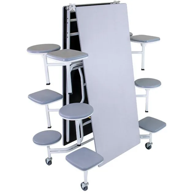 Quick Ship Mobile Stool Cafeteria Table w/ Rectangle Top