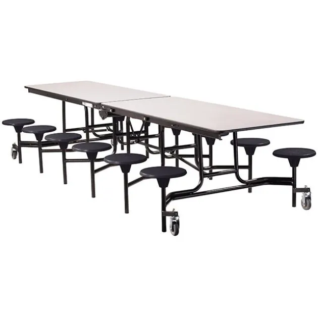 Quick Ship Mobile Stool Cafeteria Table w/ MDF Top, ProtectEdge & Powder Coat Frame