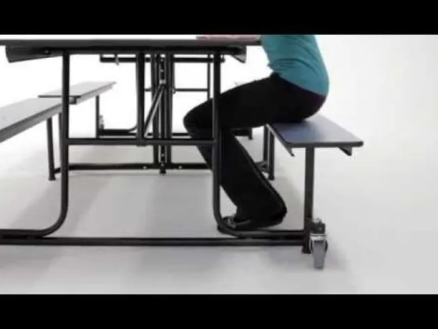 Quick Ship Rectangle Mobile Bench Cafeteria Table