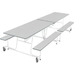 Quick Ship Rectangle Mobile Bench Cafeteria Table