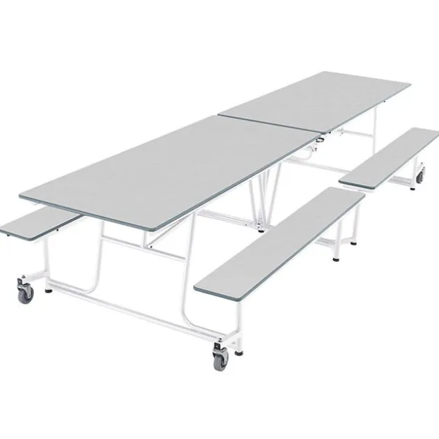 Quick Ship Rectangle Mobile Bench Cafeteria Table