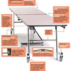 Quick Ship 12' Rectangle Mobile Table with MDF Core and Protect Edge - Black Frame