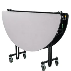 Quick Ship 60'' Round Mobile Table with MDF Core and Protect Edge - Black Frame