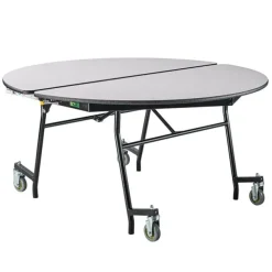 Quick Ship 60'' Round Mobile Table with MDF Core and Protect Edge - Black Frame