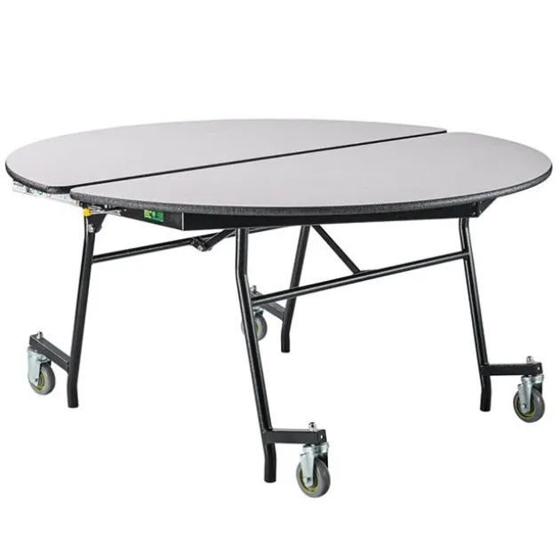 Quick Ship 60'' Round Mobile Table with MDF Core and Protect Edge - Black Frame