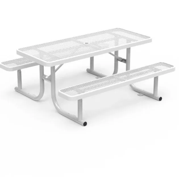 Rectangle Expanded Metal Outdoor Bench with Back