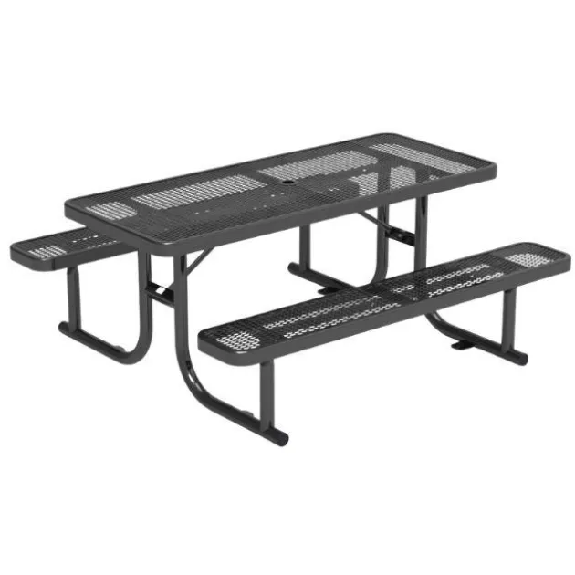 Rectangle Expanded Metal Outdoor Bench with Back