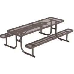 Rectangle Expanded Metal Outdoor Bench with Back