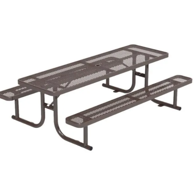 Rectangle Expanded Metal Outdoor Bench with Back
