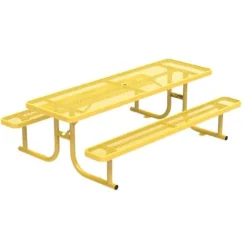Rectangle Expanded Metal Outdoor Bench with Back