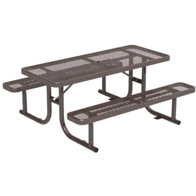 Rectangle Expanded Metal Outdoor Bench with Back