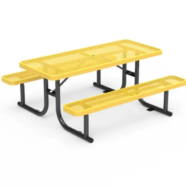 Rectangle Expanded Metal Outdoor Bench with Back