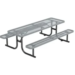 Rectangle Expanded Metal Outdoor Bench with Back