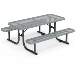 Rectangle Expanded Metal Outdoor Bench with Back