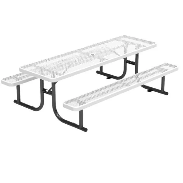 Rectangle Expanded Metal Outdoor Bench with Back