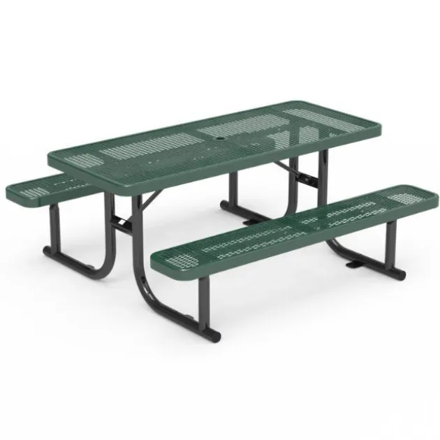 Rectangle Expanded Metal Outdoor Bench with Back