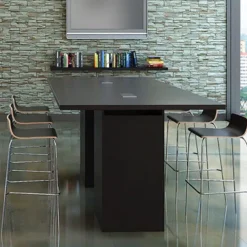 Rectangle Shaped Conference Table w/ Pedestal Cube Base & Access Doors (8')