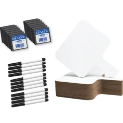 Rectangular Dry Erase Answer Paddles- 12 Pack w/ Markers & Erasers