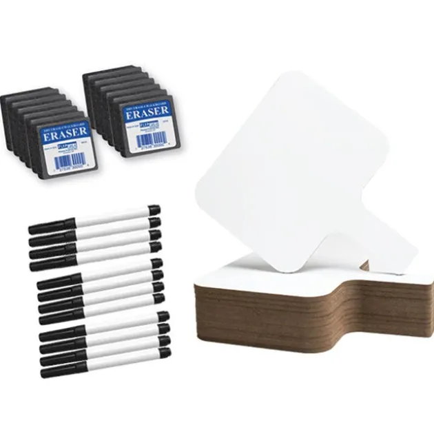 Rectangular Dry Erase Answer Paddles- 12 Pack w/ Markers & Erasers