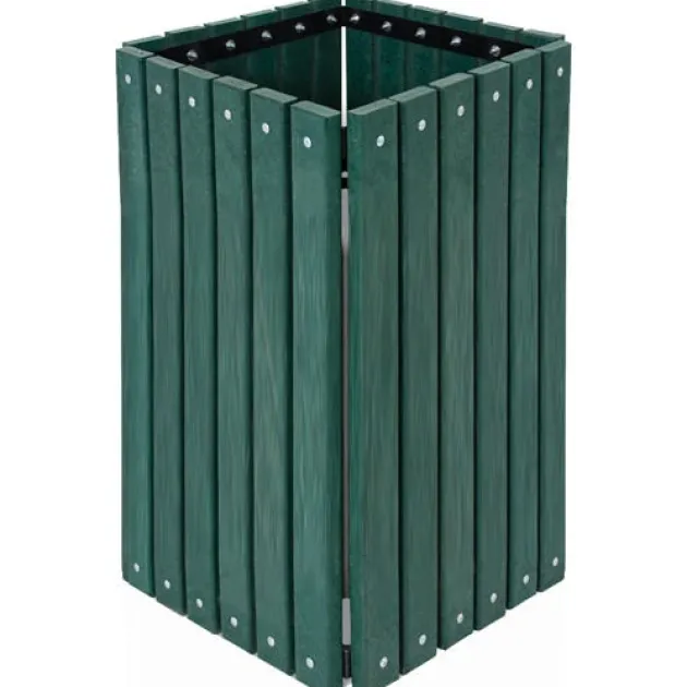 Recycled Plastic Square Outdoor Trash Receptacle