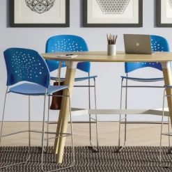 Reve Collection Round Back Bistro-Height Chair w/ Sled Base (31” H Fixed Height)