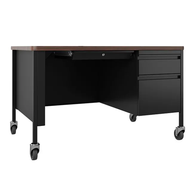 Right Hand Mobile Teacher Desk w/ Single Pedestal - 48” W x 30” D