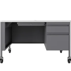 Right Hand Mobile Teacher Desk w/ Single Pedestal - 48” W x 30” D