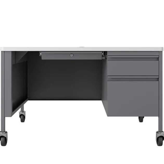 Right Hand Mobile Teacher Desk w/ Single Pedestal - 48” W x 30” D