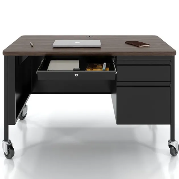 Right Hand Mobile Teacher Desk w/ Single Pedestal - 48” W x 30” D