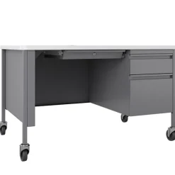 Right Hand Mobile Teacher Desk w/ Single Pedestal - 48” W x 30” D