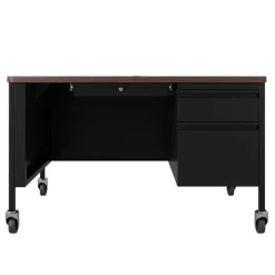 Right Hand Mobile Teacher Desk w/ Single Pedestal - 48” W x 30” D