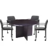 Round Conference Table Set w/ 4 Guest Chairs with Casters