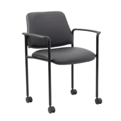 Round Conference Table Set w/ 4 Guest Chairs with Casters