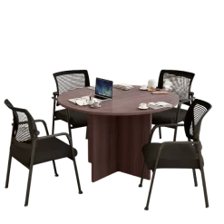 Round Conference Table Set with Four Task Chairs