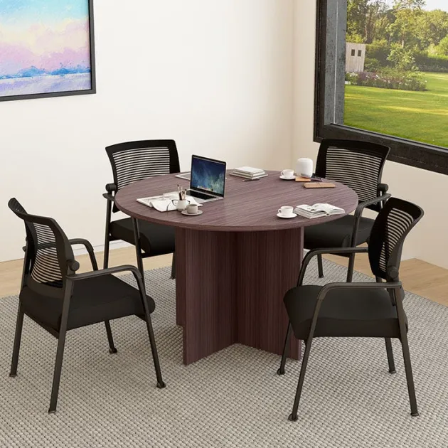 Round Conference Table Set with Four Task Chairs