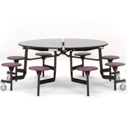 Round Mobile Stool Cafeteria Tables